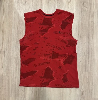 Y2K Grunge Volcom Waffle Knit AOP Skull Cut Off Tank Top Men’s Size XL - Image 1 of 4