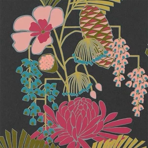 Harlequin Salinas Salon Platinum/Ebiny/Azalea/Fern Wallpaper Wallcovering - Picture 1 of 9