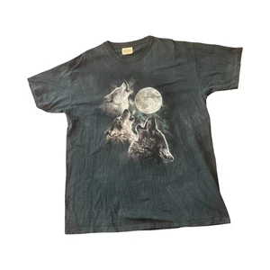 Vintage The Mountain TIE-DYE 3 WOLF HOWLING MOON Shirt Gr. XL - Bild 1 von 4