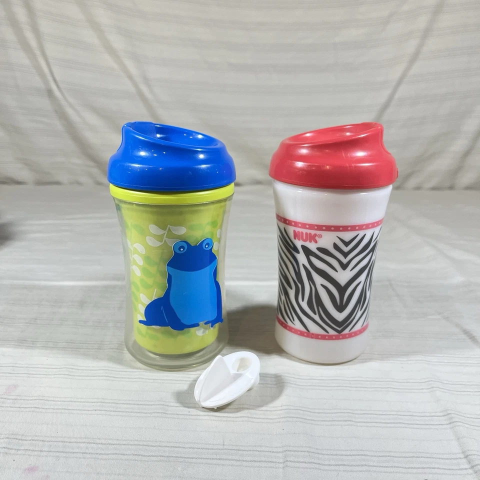 VTG NUK Sippy Cups Leak & Spill Proof Cup Like Rim Transition Cup Zebra Print J1 - Image 1 of 4
