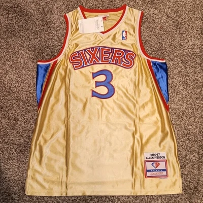 Camiseta XL Allen Iverson Philadelphia 76ers NBA Nueva #3 (Dorada) Foto 1 de 2