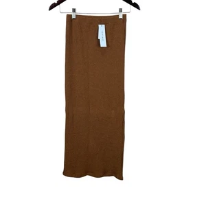 TOPSHOP EE. UU. Talla 4 Tejido Ribknit Pull On Midi Body Con Falda Lápiz Abertura Lateral Marrón Nuevo con Etiquetas - Imagen 1 de 5