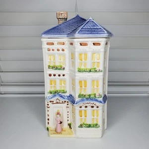 Bote de cerámica Avon Townhouse colección de 3 pisos puerta Avon Lady vintage - Imagen 1 de 23
