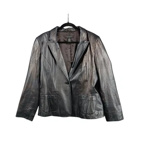 Giacca blazer donna The Limited nera vera pelle taglia 14 professionale - Foto 1 di 7