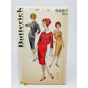 Butterick 8887, RARE Misses Empire Blouson Dress, Sz 14, Bust 34, UNCUT - Picture 1 of 2