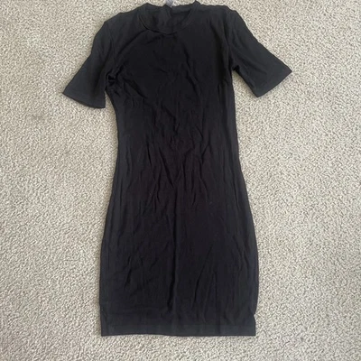 Mini Vestido American Apparel Negro Algodón Manga Corta Jersey Fino Para Mujer’s Pequeño Foto 1 de 4