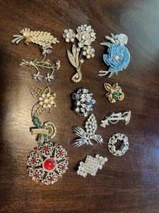 Vintage stabile Brosche Konvolut 13x antike Partykleidung - Bild 1 von 12