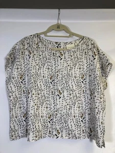 Women’s Linen Floral Button Back Top Sz M Lagen Beach Cottage Coast White - Picture 1 of 6