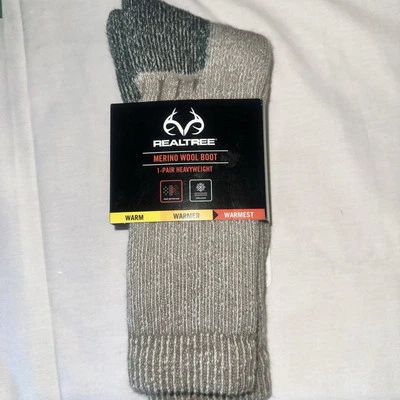 RealTree Merino Wool Heavyweight Boot Sock 1Pair size Medium Made In USA - Image 1 of 4