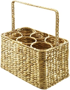 Flaschenträger Flaschenkorb Flaschenhalter aus Wasserhyazinthe für 6 Flaschen - Bild 1 von 6