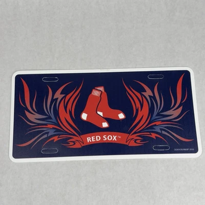 Boston Red Sox Styrene License Plate with Flames MLB Licensed - Image 1 of 4