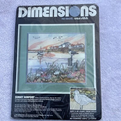 Dimensions No Count Cross Stitch Sunny Seaport Vintage 1989 NOS - Изображение 1 из 4