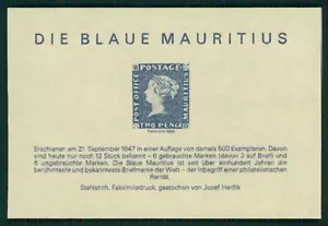 SONDERBLOCK 1986 DIE BLAUE MAURITIUS Faksimile Nachdruck Reprint Faux m5334 - Bild 1 von 2