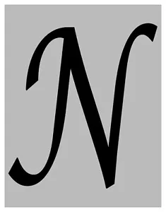 Calligraphy Monogram Initial 9" Tall Alphabet Letter N Stencil on 11 x 8.5 Sheet - Picture 1 of 2