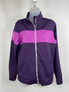 Under Armour Track Jacket Women Sz Medium Purple Colorblock Full Zip Semi Fitted - Picture 1 of 11