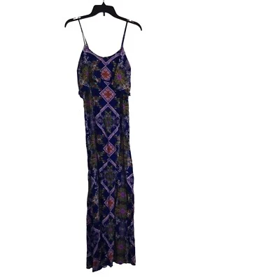 Maxi Vestido Xhilaration Mujer Talla XS Azul Púrpura Cachemira Correa Espagueti Boho Foto 1 de 4