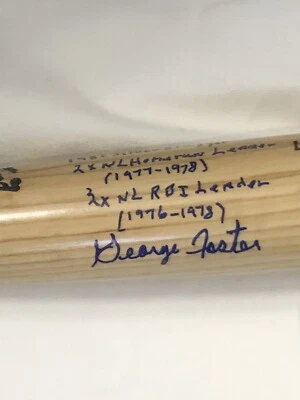 George Foster Signed Autographed LS  Bat Cincinnati Reds BRM  6 Inscriptions - Image 1 of 4