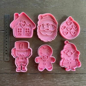 6-Piece Christmas Cookie Cutters & Stamp Set - Great gift Baking Party Christmas - Picture 1 of 9
