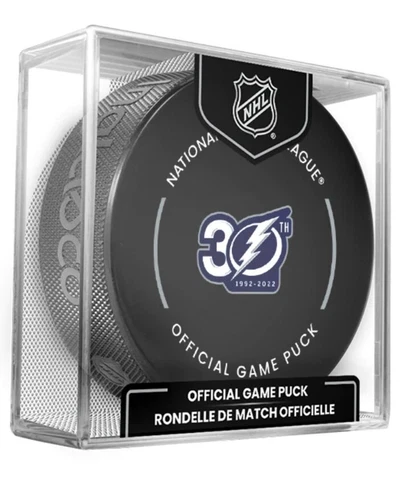 2022-23  TAMPA BAY LIGHTNING 30TH ANN NHL OFFICIAL GAME PUCK  IN CUBED BOX NEW Cover