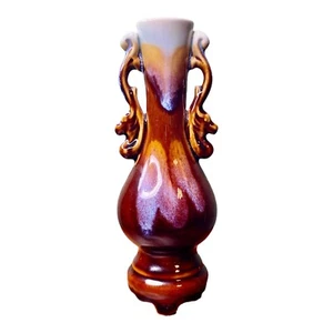 Vaso porcellana doppio orecchio stile fiamma cinese vintage senza segni 10" - Foto 1 di 12