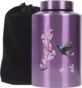 Urns for Human Ashes Adult Female up to 220 Lbs,Purple Hummingbird Urns for Mom - Picture 1 of 12