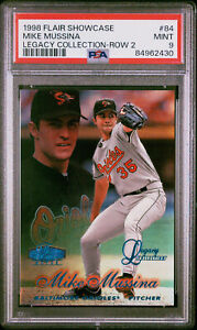 1998 FLAIR SHOWCASE REAL ROW 2 LEGACY COLL. #84 MIKE MUSSINA SP #/100 PSA 9 MINT