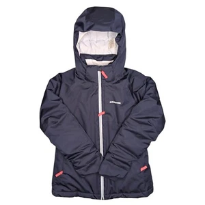 Patagonia Girls' Snowbelle Hooded Winter Ski Jacket Size L (12) Navy Blue EUC - Picture 1 of 19