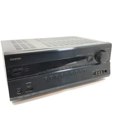 Onkyo TX SR607 7.2 Channel AV RECEIVER No Remote Turns On (Not Tested For Parts) - Image 1 of 4