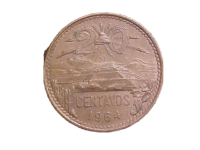 1964 年墨西哥 20 Centavos KM# 440 - 漂亮的高档 Circ 收藏硬币!-c1564xux — 第 1/2 张图片