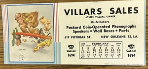 Antiguo calendario publicitario de febrero de 1948 - Villars Sales New Orleans LA - Imagen 1 de 5