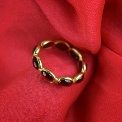 10K Yellow Gold With Simulated Red Ruby Women's Full Eternity Engagement Ring - Image 1 of 4