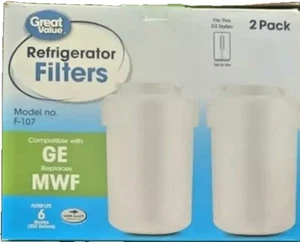 New Great Value Refrigerator Replacement Filters ~ Fits: GE MWF ~ 2 Pack - Picture 1 of 2