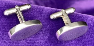 gemelli a forma ovale in argento massiccio resistenti: Crescent Silver, Birmingham, 2022 - Foto 1 di 3
