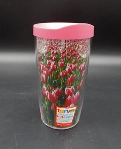 Vaso Tervis Tulip Field 16 OZ Tapa Rosa 2014 Rosa Verde Floral Primavera - Imagen 1 de 11