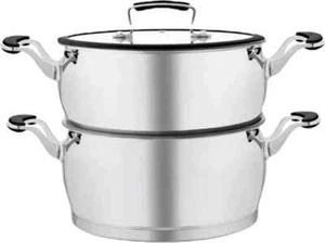 6L Edelstahl - Couscous-Pfanne mit Marmorbeschichtung - Langlebiger flacher Deck - Bild 1 von 3