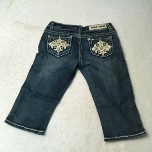 Miss Chic Mid Rise Size 9 (28x16) Blue capri leg Med Wash Womans Denim Jeans - Picture 1 of 12