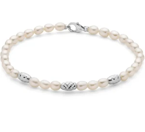 Bracciale Miluna Donna Boule Argento 925 Perle Bianche Ovali 4-4,5 _PBR3641B - Foto 1 di 2
