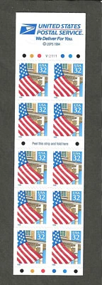 #2920De 32c FLAG OVER PORCH ISSUE BOOKLET PANE OF 10 UNFOLDED #V12111 - Image 1 of 2