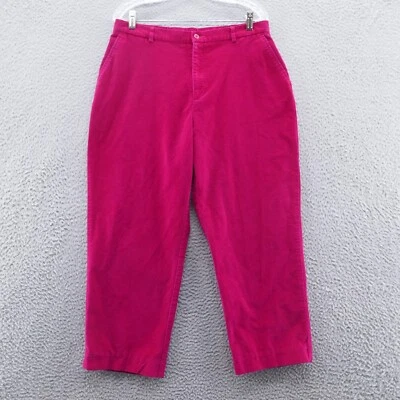 Lands End Womens Straight Leg Corduroy Pants 12 Petite Hot Pink Elastic Waist * - Image 1 of 4
