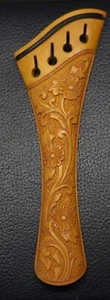 Handmade Carved Boxwood VIOLA Tailpiece(16.5-17" ) Harp Mod Flowers design #32 - Picture 1 of 6
