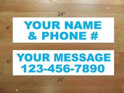 10 6"x24" White & Cyan Blue REAL ESTATE NAME RIDER SIGNS CUSTOM LOWEST PRICE NEW - Image 1 of 2
