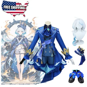 Genshin Impact Focalors Furina Cosplay Dark Deluxe Costume+Hat Set Halloween - Picture 1 of 22