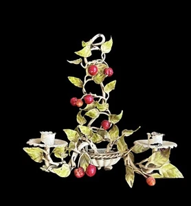 Italian Tole Wall Sconce Cherries Cherry 1940s - Picture 1 of 6