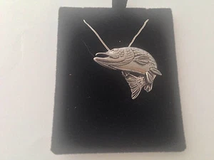 Collana in argento sterling 925 con luccio girevole F39 fatta a mano catena da 20 pollici - Foto 1 di 1