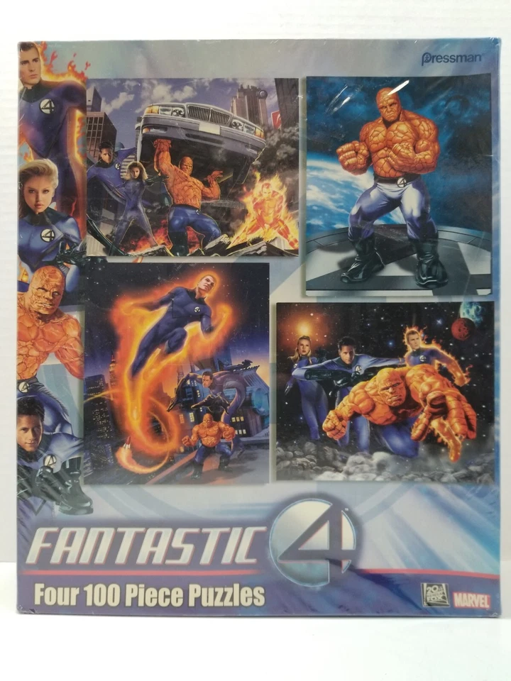 Fantastic 4 Puzzle Bundle Four 100 Piece Jigsaw Marvel Pressman 2005 Rare New - Image 1 of 4