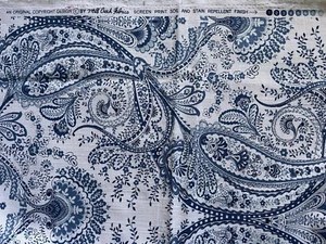 1-1/3 yardas Mill Creek Telas Diseñador Decoración del Hogar Blanco con Cortinas Azules de Cachemira - Imagen 1 de 5