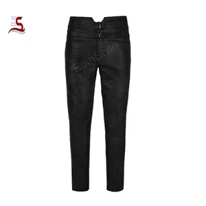 Vintage Jim Morrison Men's Genuine Cowhide Pant New Black Real Leather Trousers - Picture 1 of 5