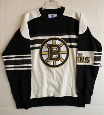 Boston Bruins 初学者品牌刺绣套衫运动衫成人中号全新带标签 — 第 1/4 张图片