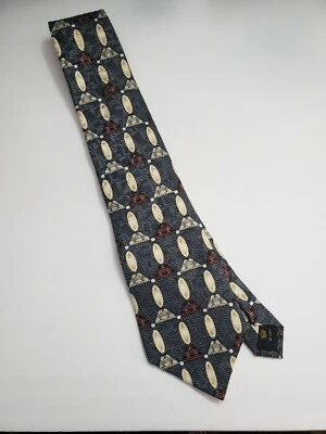 Corbata para el cuello COUNTESS MARA 100 % seda para hombre - corbata abstracta multicolor tostada y gris BONITA Foto 1 de 4