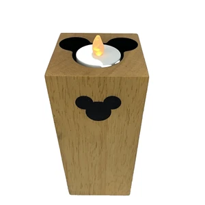 Seltener Disney Teelicht Kerzenhalter Massivholz Blocksockel Micky Mouse Minnie - Bild 1 von 10